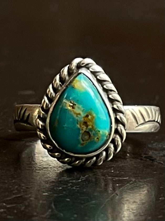 Turquoise Tear Drop Ring Size 6.75 | 925 Sterling Silver G284