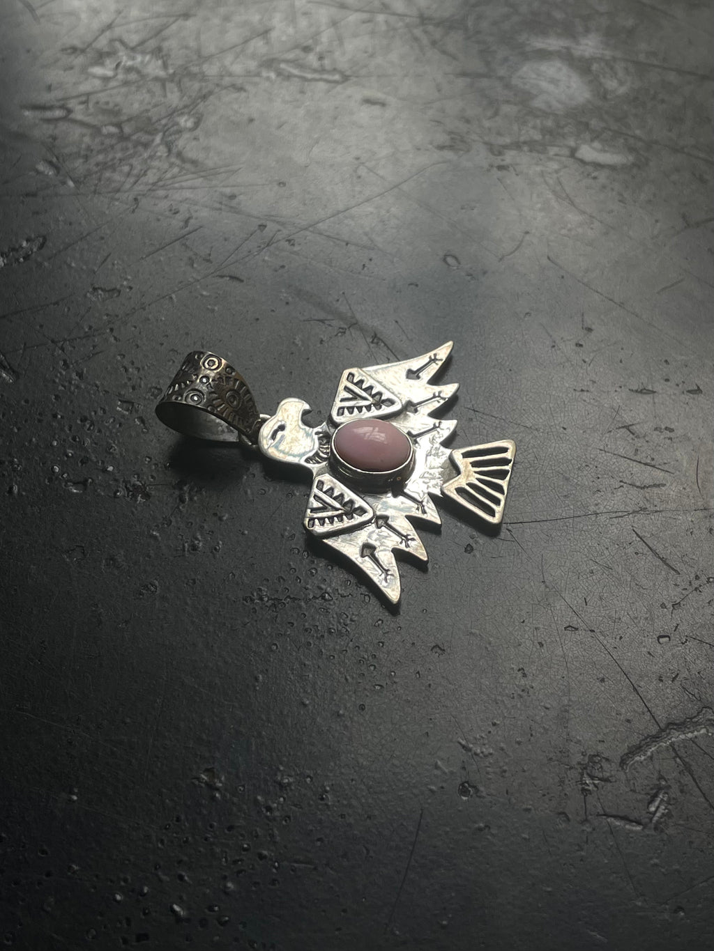 Pink Conch Thunderbird Pendant | Sterling Silver E725