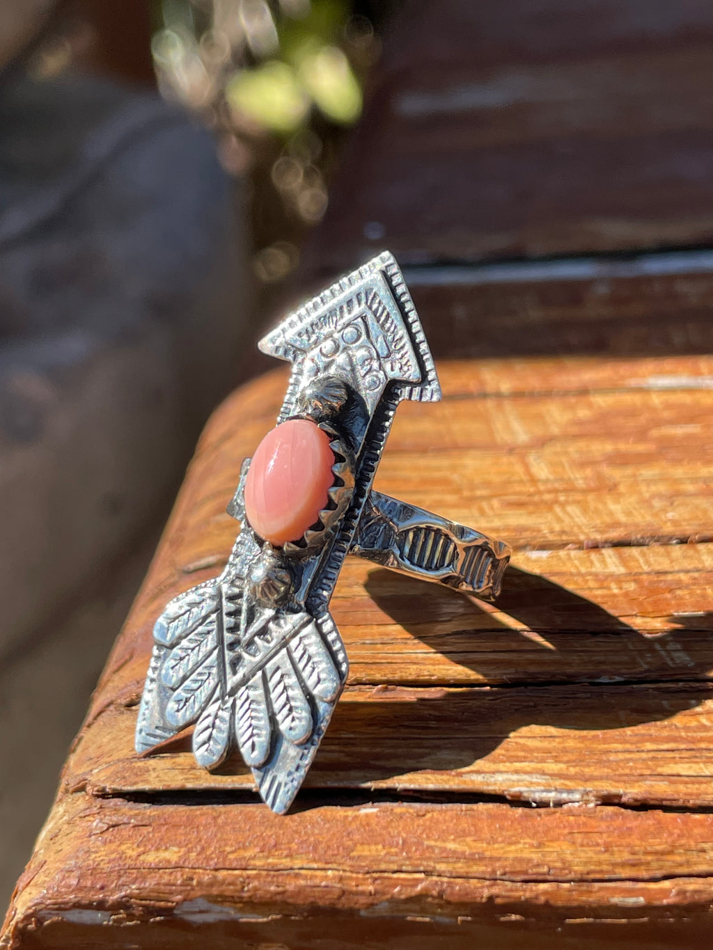 Pink Conch Arrow Ring Size 7.25 | 925 Sterling Silver B945