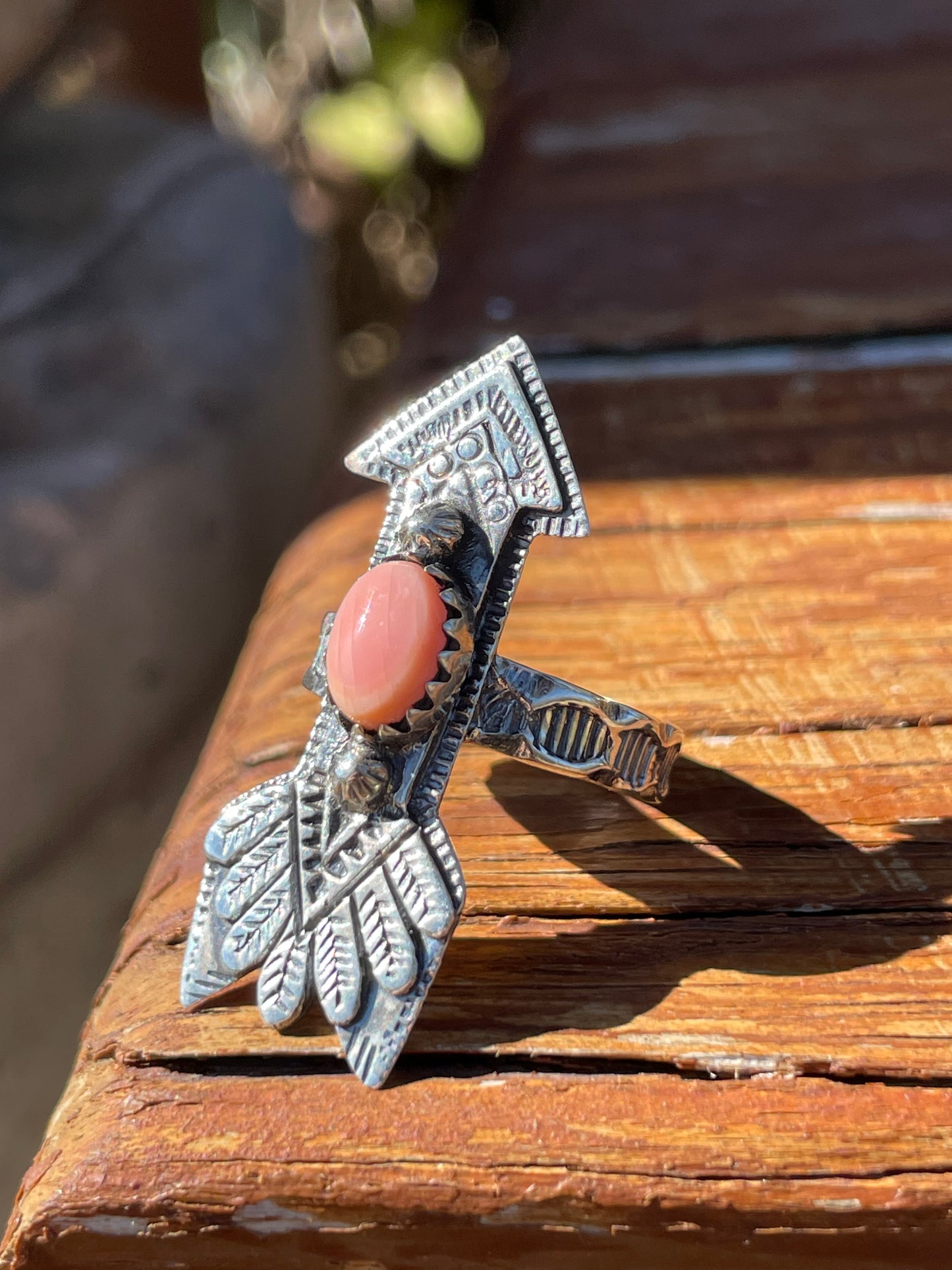 Pink Conch Arrow Ring Size 7.25 | 925 Sterling Silver B945