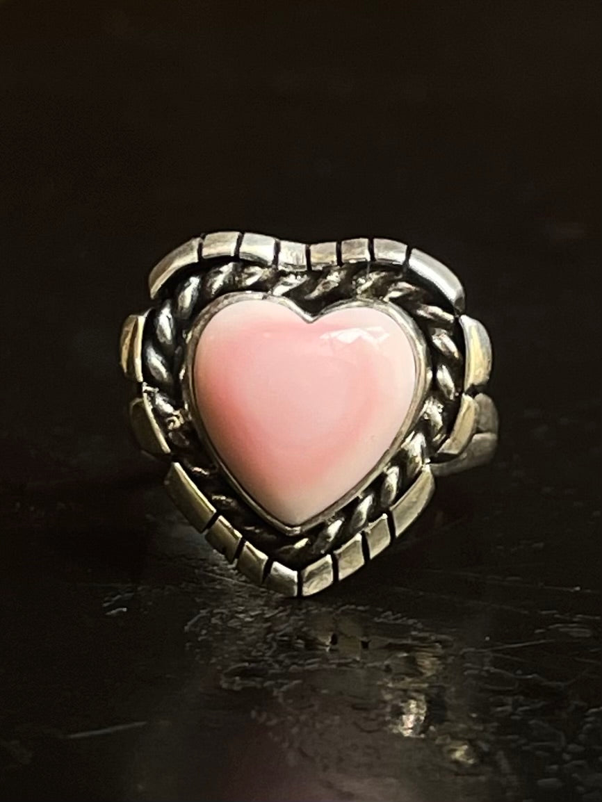 Pink Conch Heart Ring Size 6| 925 Sterling Silver G131