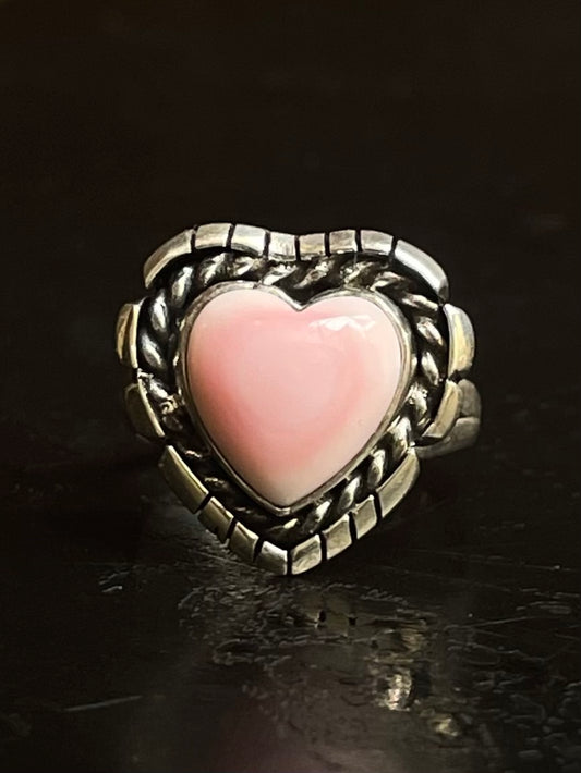 Pink Conch Heart Ring Size 6| 925 Sterling Silver G131