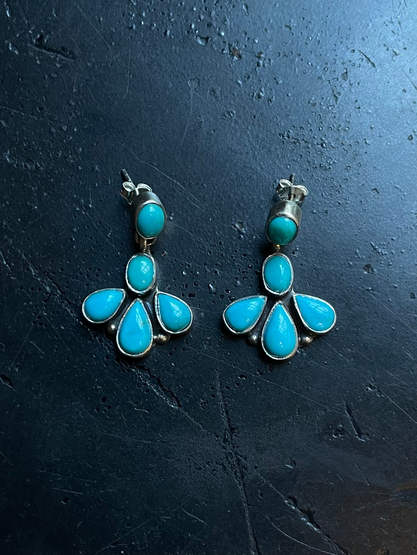 Kingman Turquoise Drop Earrings | 925 Sterling Silver E411