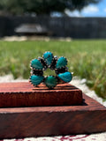 Turquoise Cluster Ring Size 8.5 | 925 Sterling Silver D301