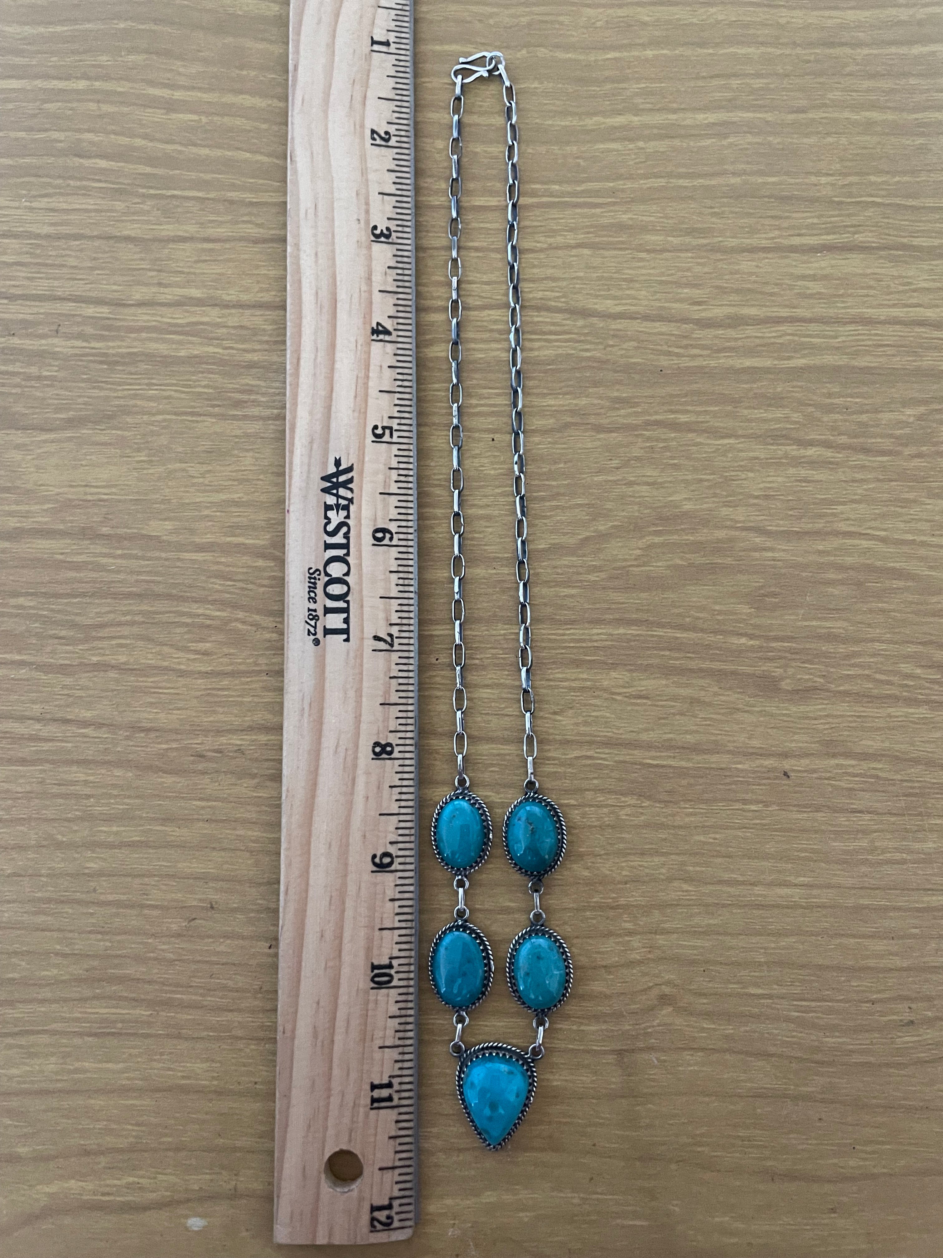 Kingman Lariat Turquoise Necklace | 925 Sterling Silver E330
