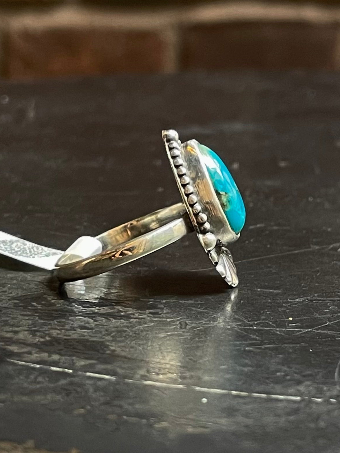Kingman Turquoise Pear Ring | Sterling Silver | Size 9 | A321