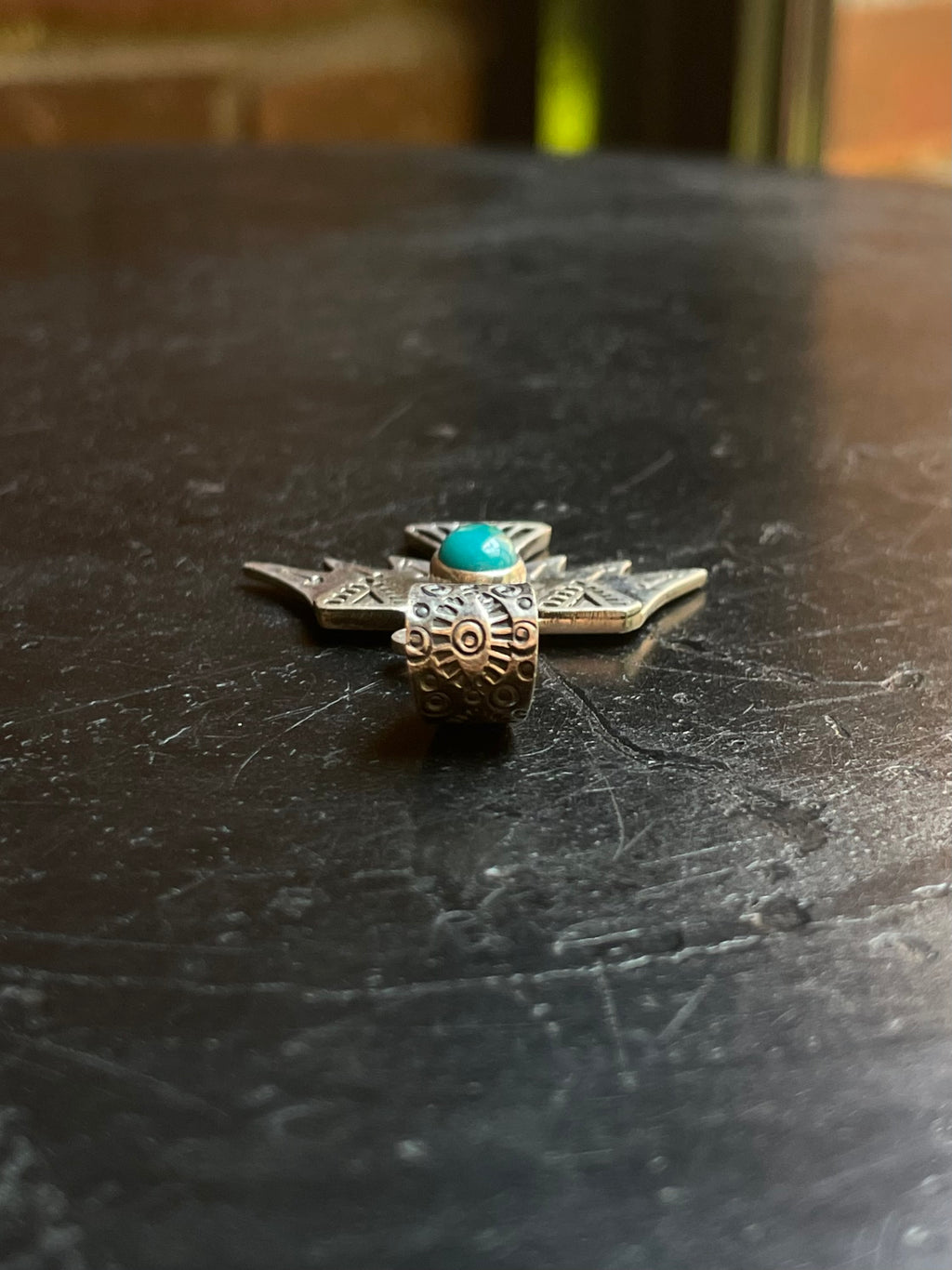 Kingman Turquoise Thunderbird Pendant | 925 Sterling Silver G623