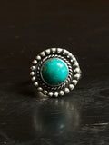 Kingman Turquoise Round Ring | Sterling Silver | Size 6 | A479