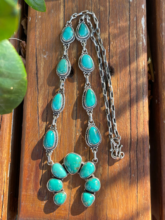 Kingman Turquoise Naja Necklace | Sterling Silver 925 B899