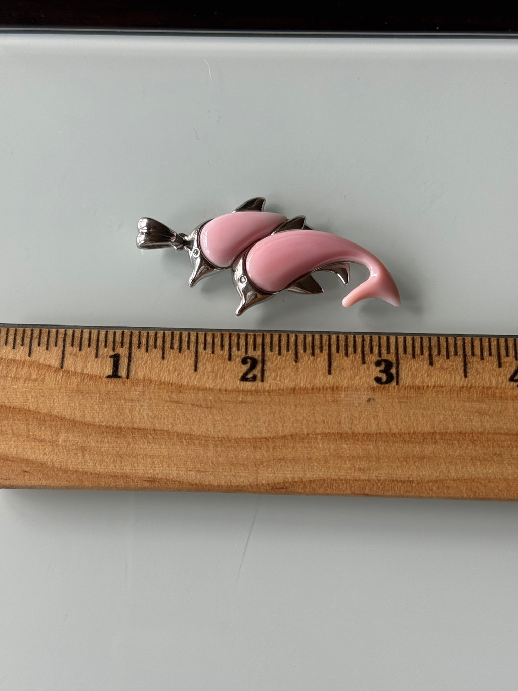 Pink Conch Dolphin Pendant | Sterling Silver | A806