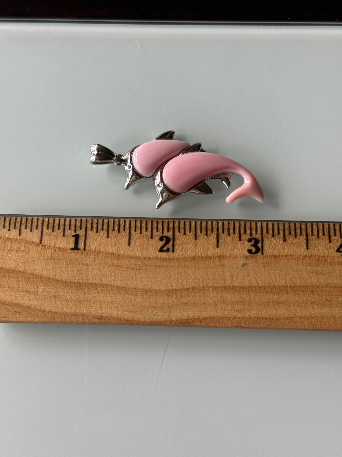 Pink Conch Dolphin Pendant | Sterling Silver | A806