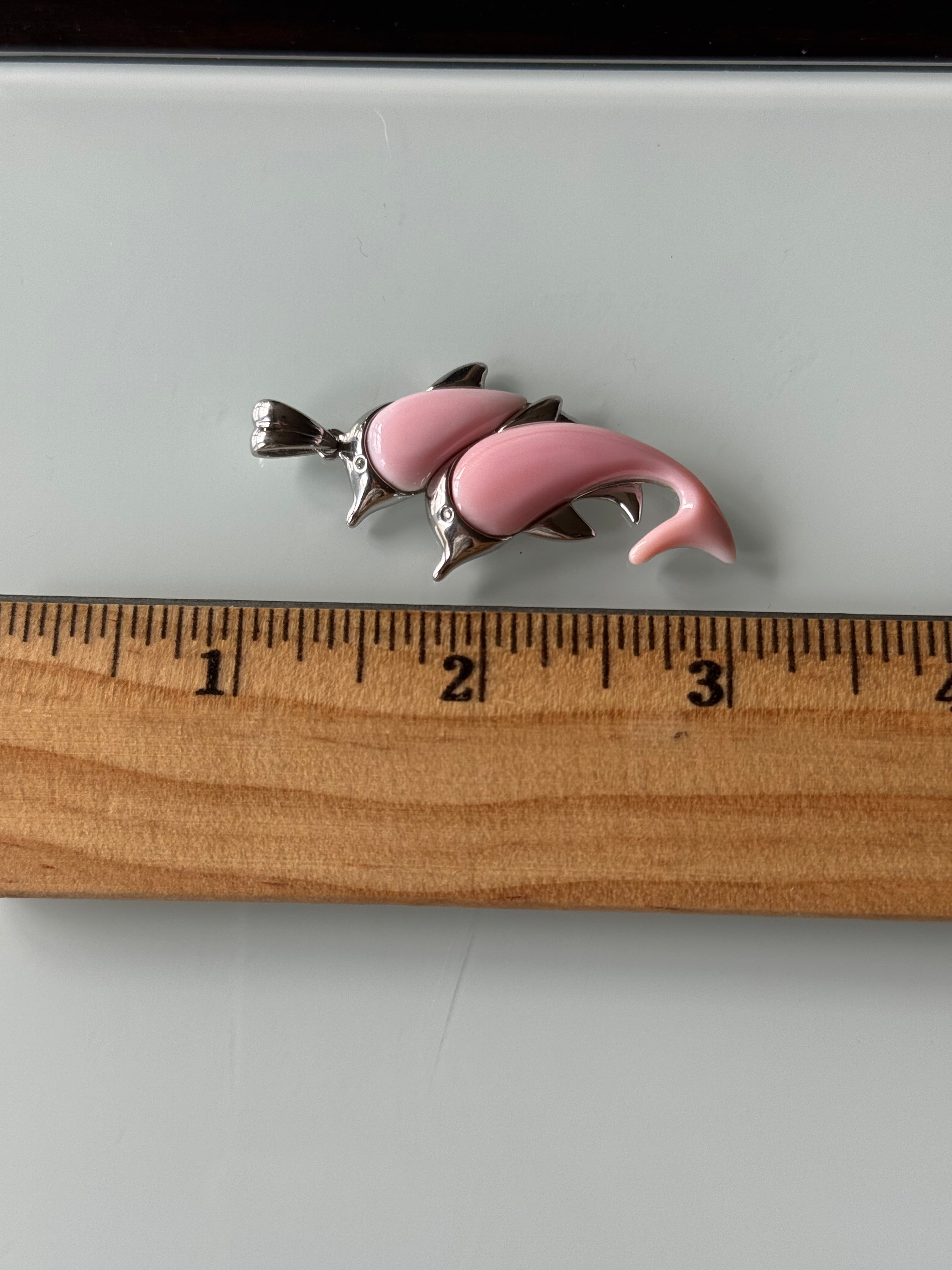 Pink Conch Dolphin Pendant | Sterling Silver | A806