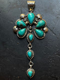 Kingman Turquoise Naja Dangle Pendant | Sterling Silver G463