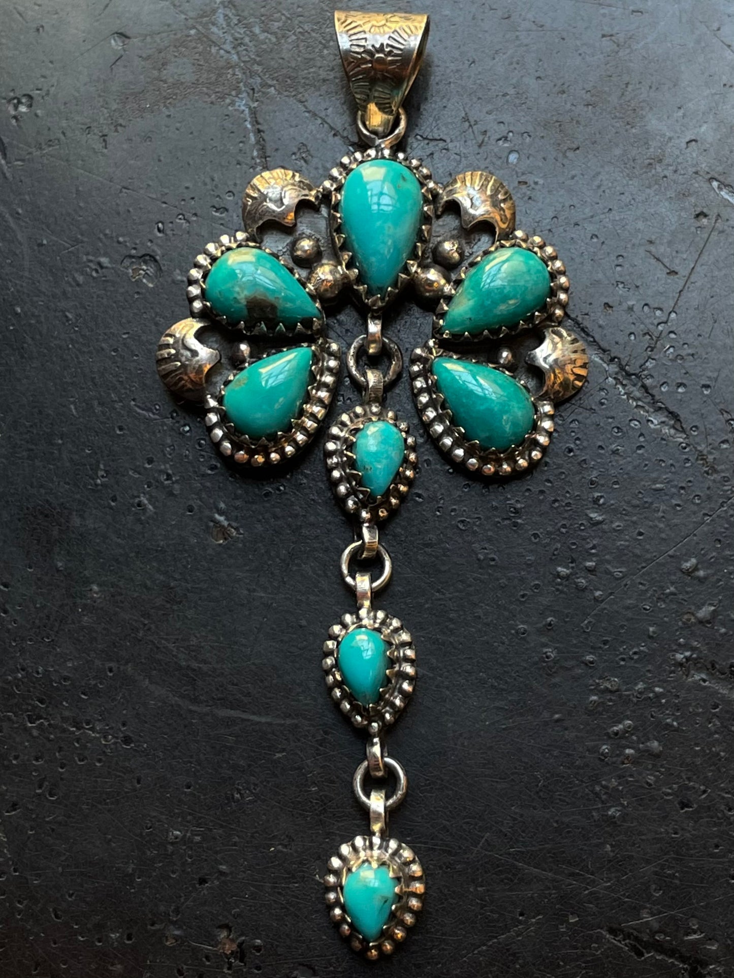 Kingman Turquoise Naja Dangle Pendant | Sterling Silver G463