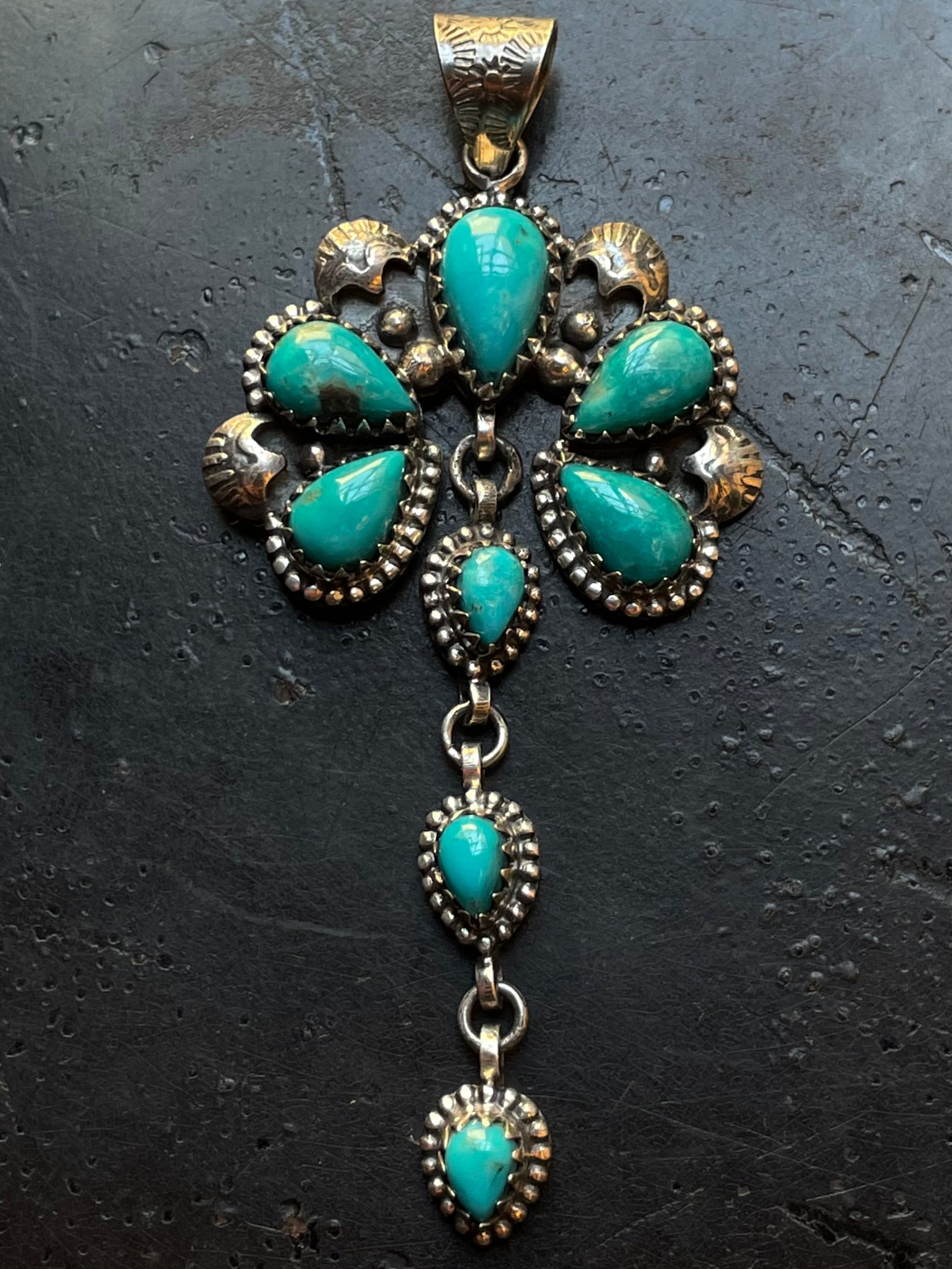 Kingman Turquoise Naja Dangle Pendant | Sterling Silver G463