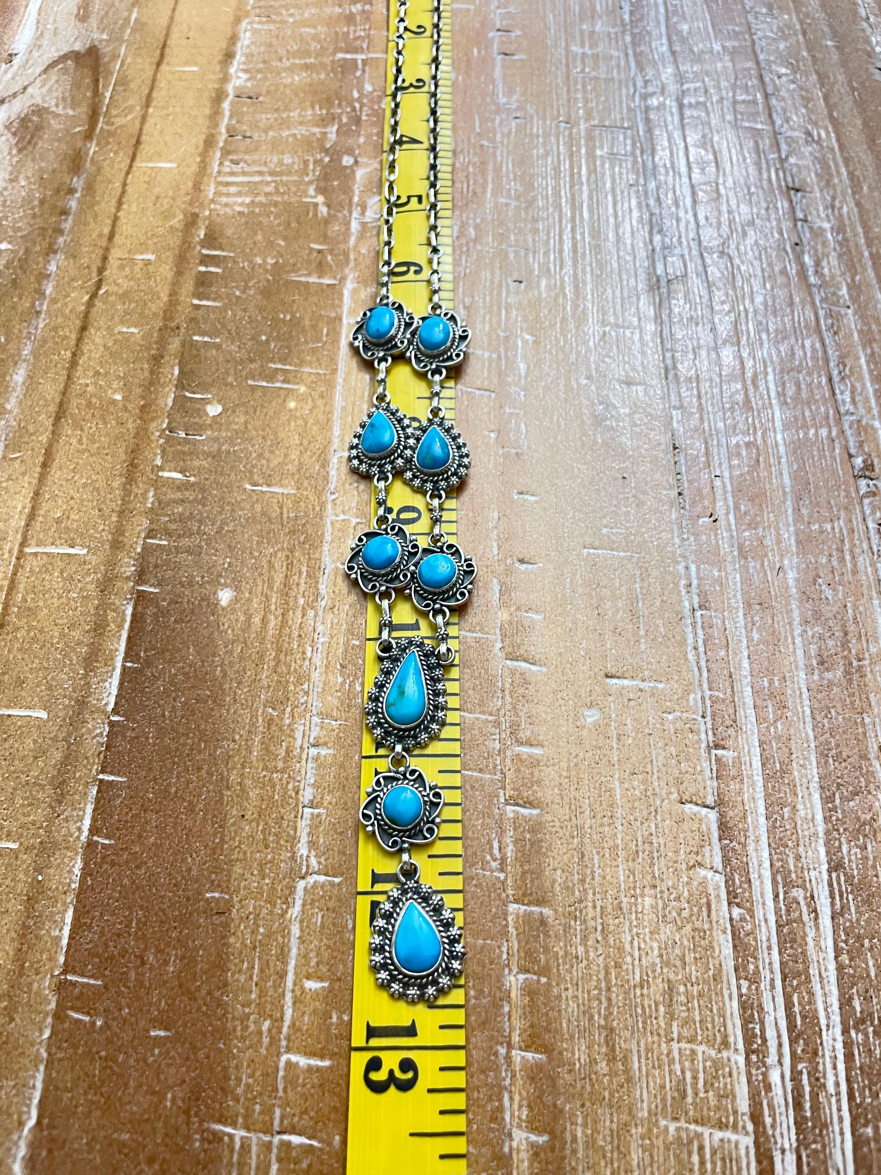 Kingman Turquoise Lariat Necklace | Sterling Silver 925 B874