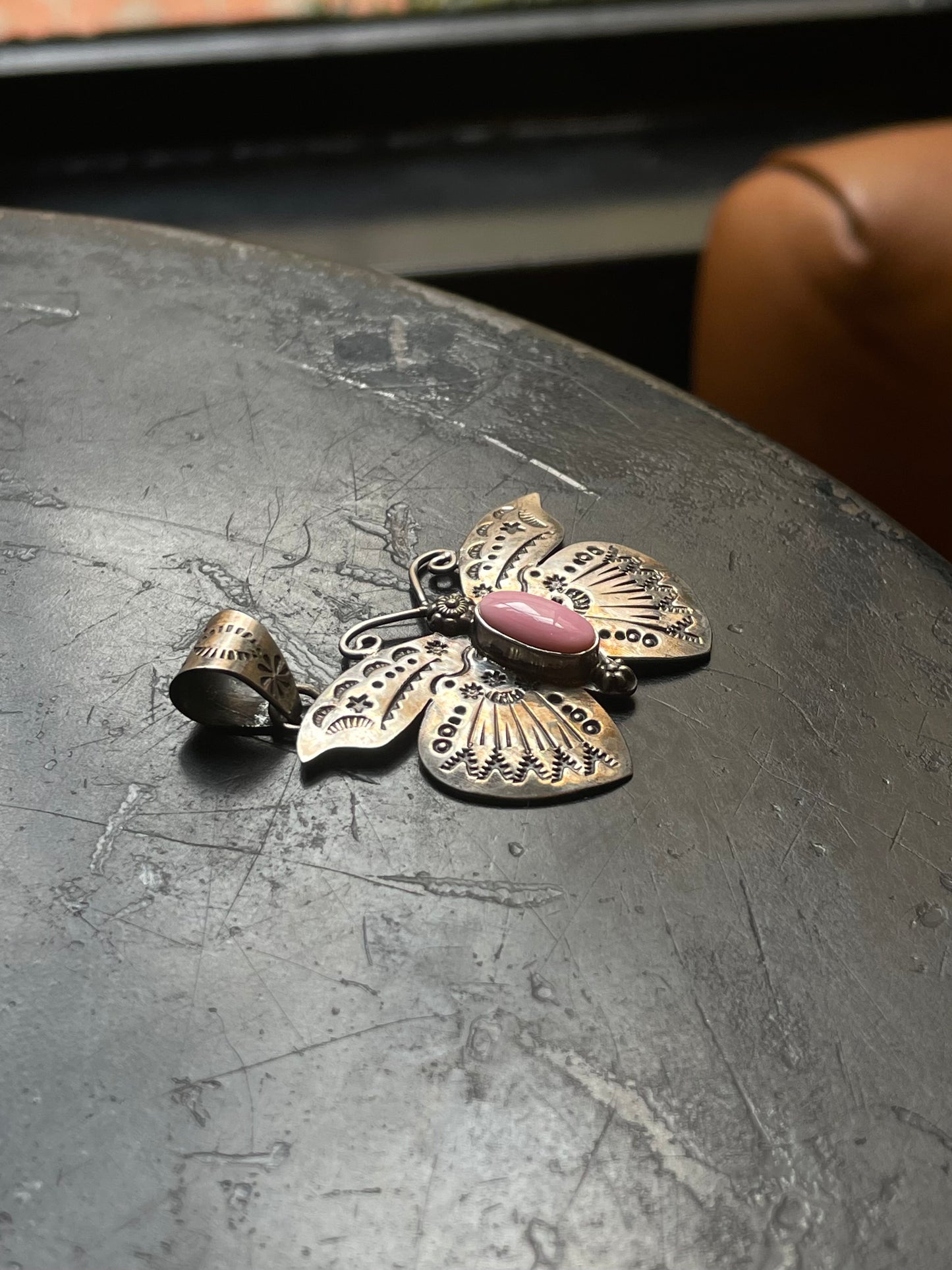 Pink Conch Butterfly Pendant | 925 Sterling Silver E506