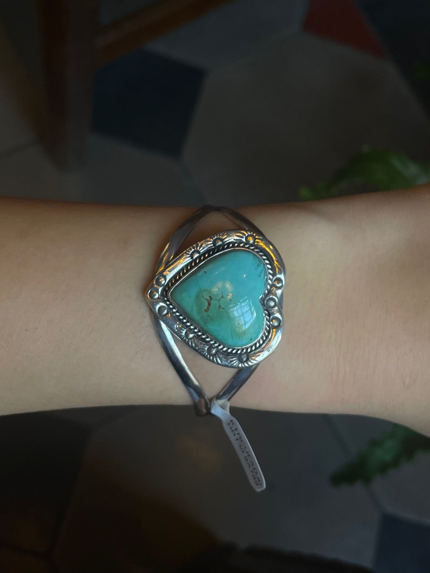 Kingman Turquoise Heart Cuff | Sterling Silver | A789