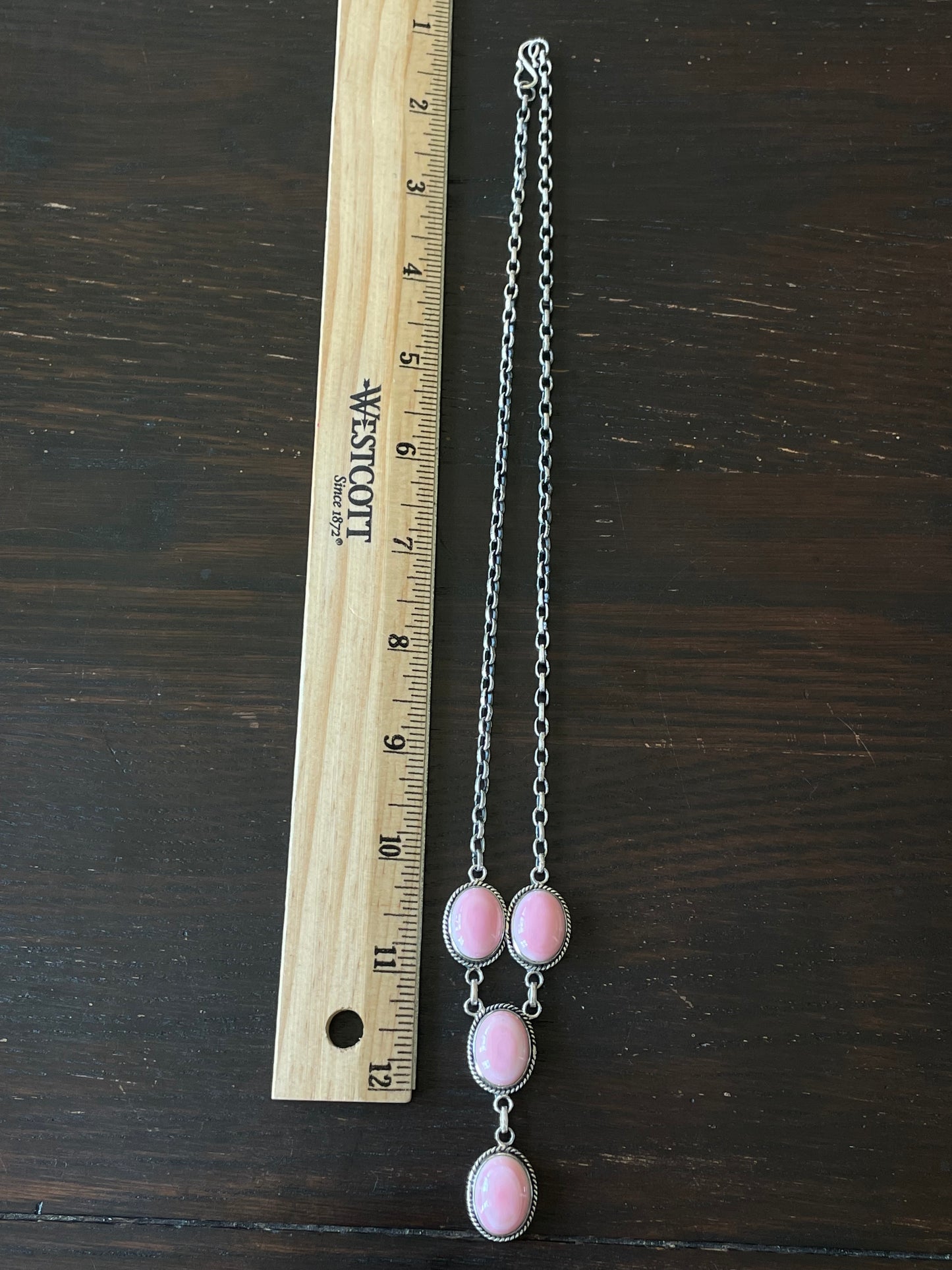 Pink Conch Oval Drop Necklace | Sterling Silver E825