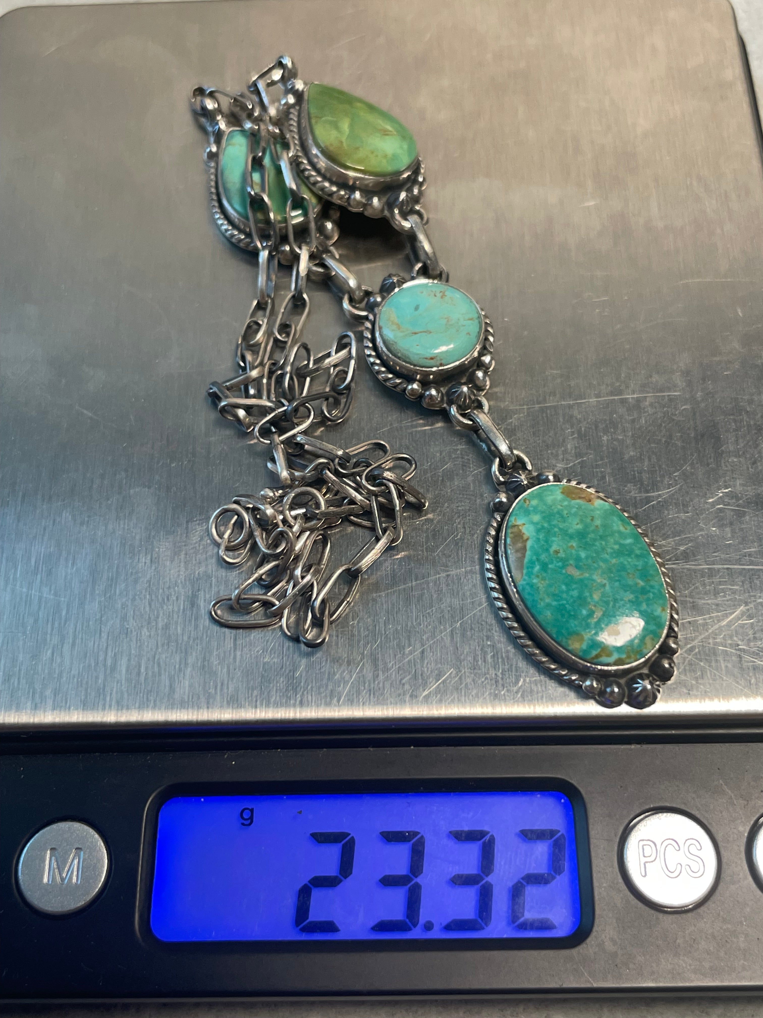 Kingman Turquoise Cluster Necklace | 925 Sterling Silver D217