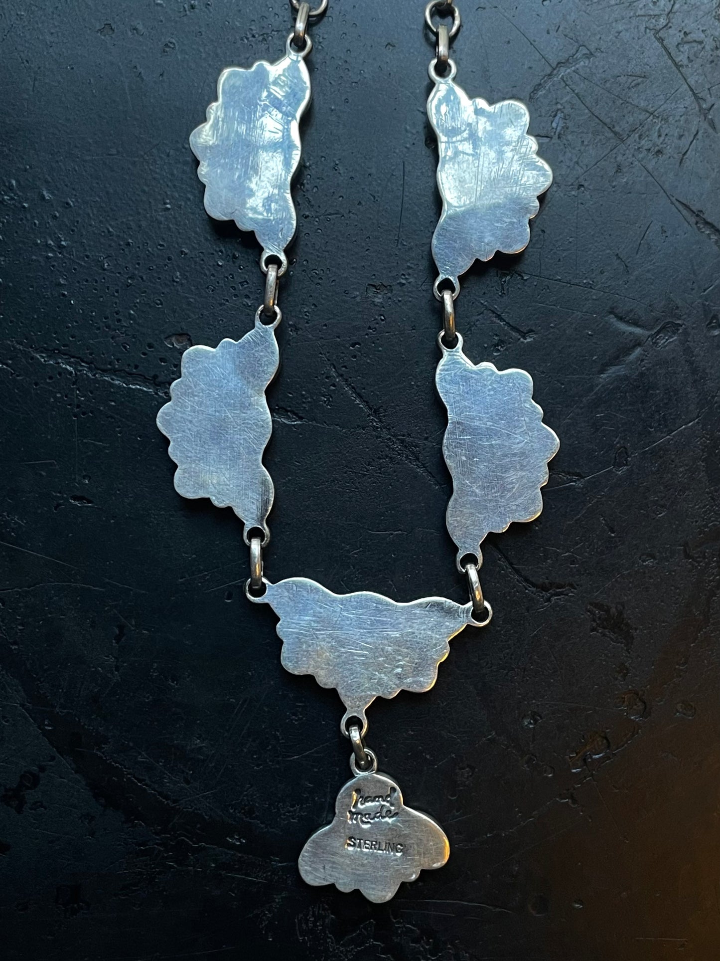Spiny Oyster Cluster Necklace | Floral Stations with Drop | 925 Silver E596