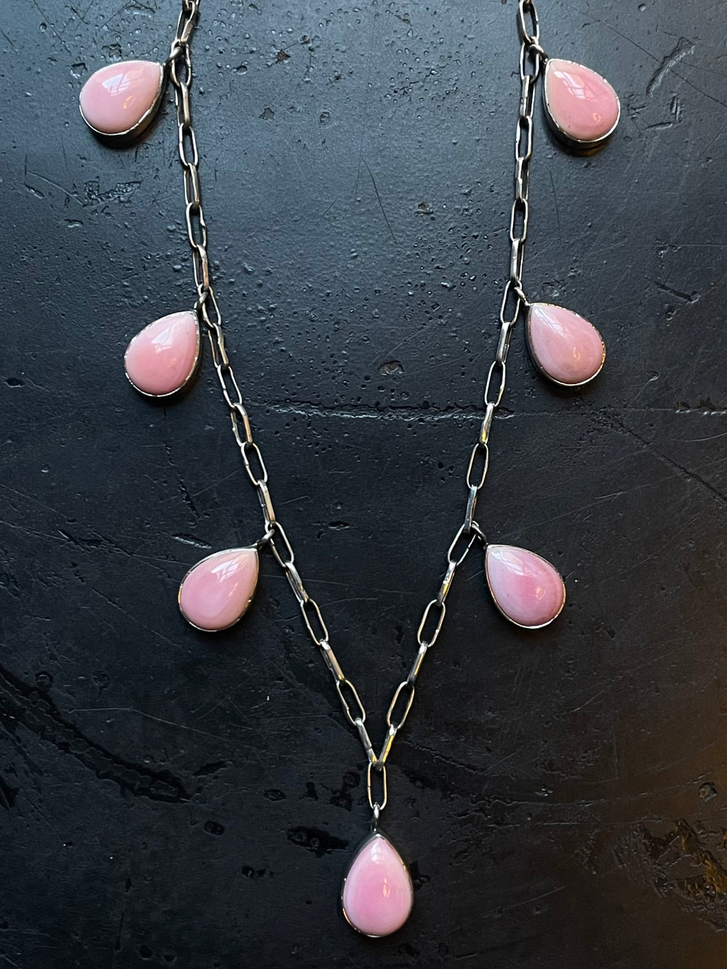 Pink Conch Necklace | Teardrop Dangle | 925 Silver E573