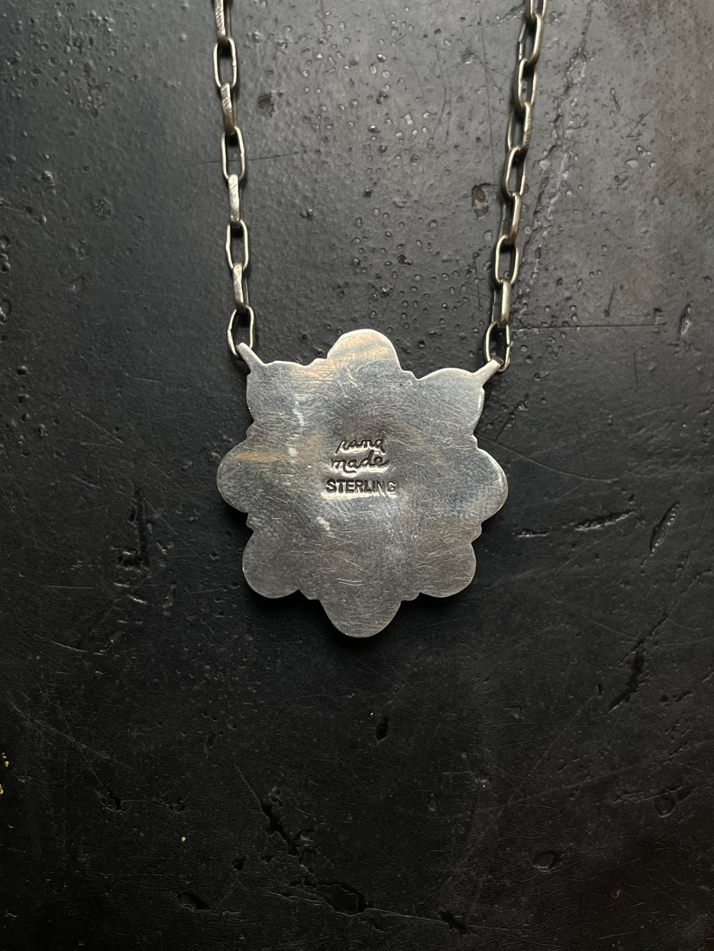 Kingman Turquoise Flower Necklace | 925 Sterling Silver G407