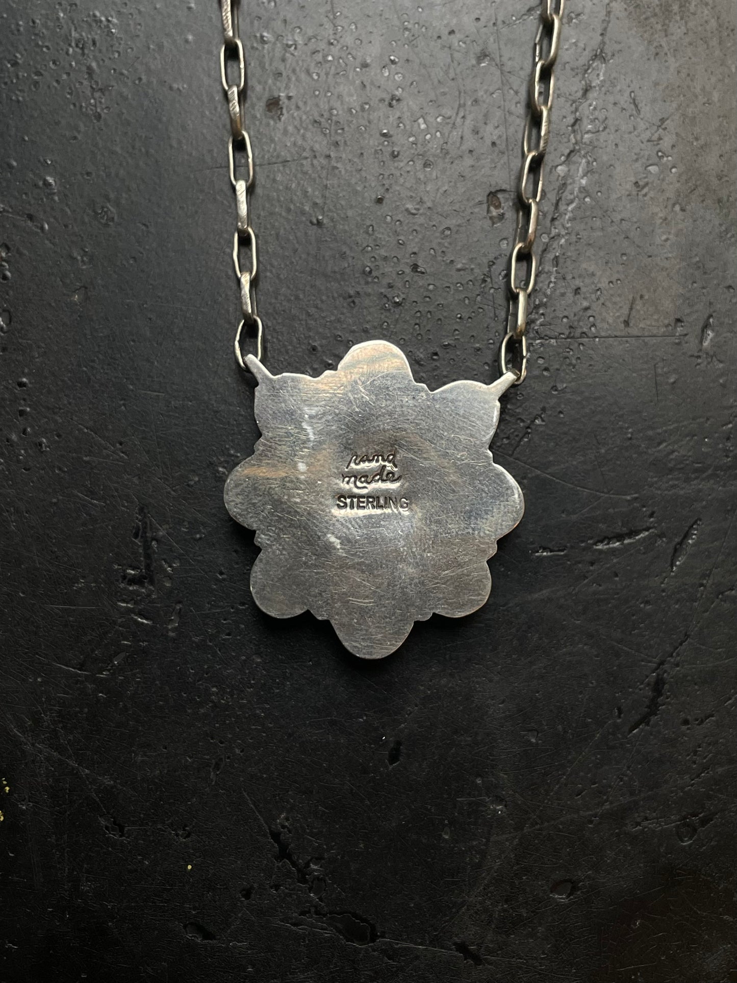 Kingman Turquoise Flower Necklace | 925 Sterling Silver G407