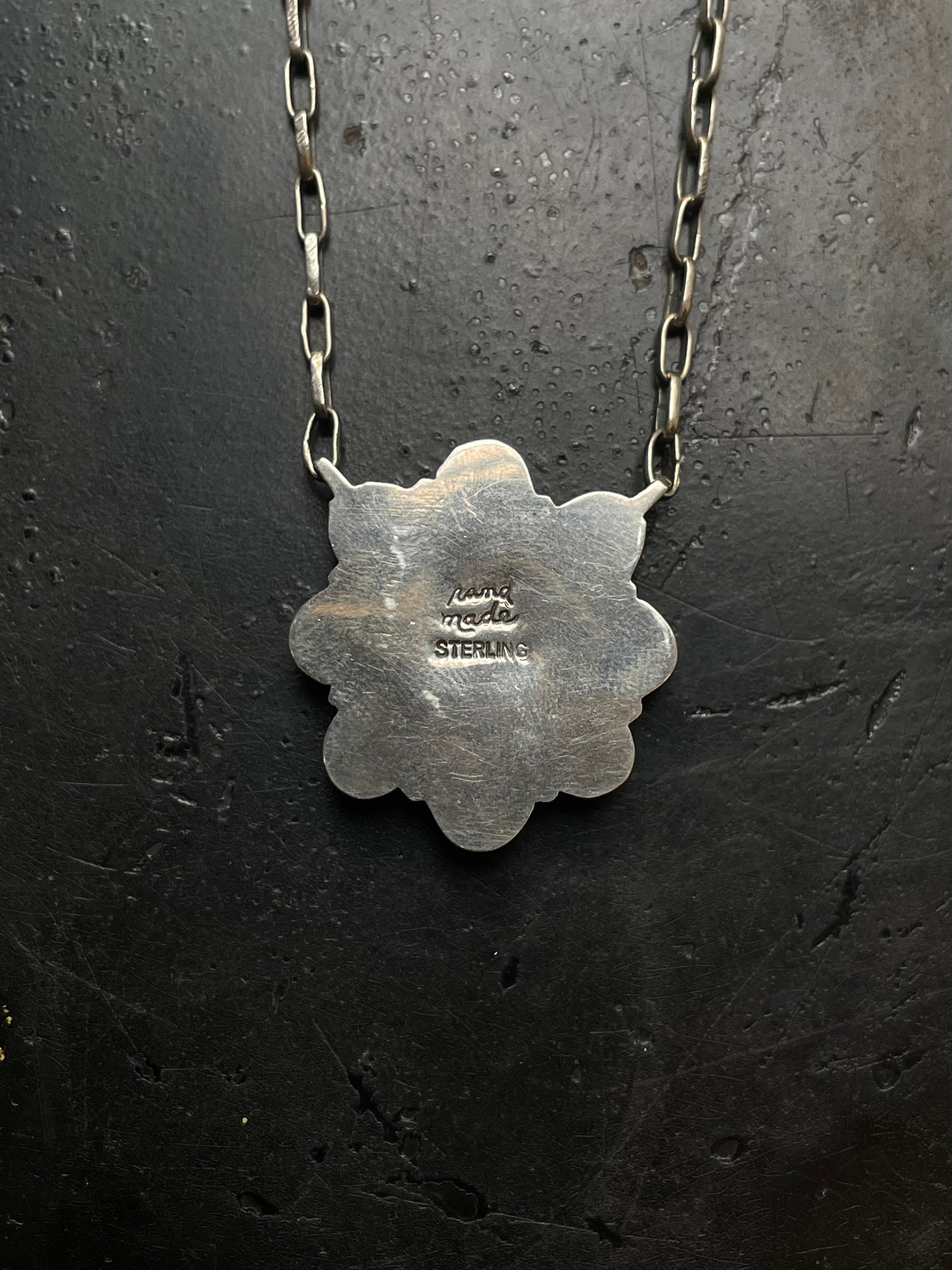 Kingman Turquoise Flower Necklace | 925 Sterling Silver G407