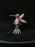Turquoise Pink Conch Spiny Oyster Hummingbird Ring Size 6 | 925 Sterling Silver E419
