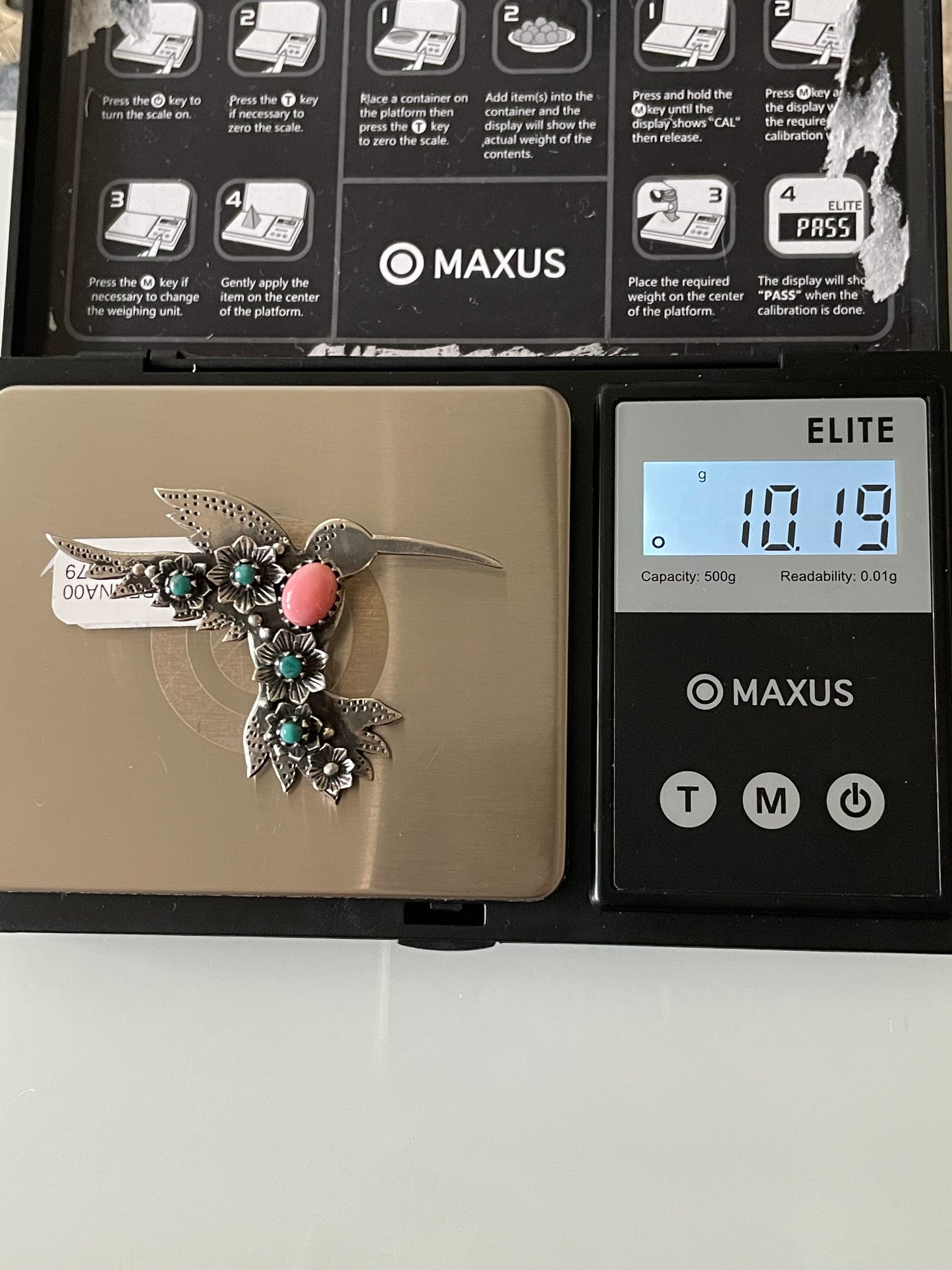 Pink Conch Hummingbird Pendant | Sterling Silver | A579