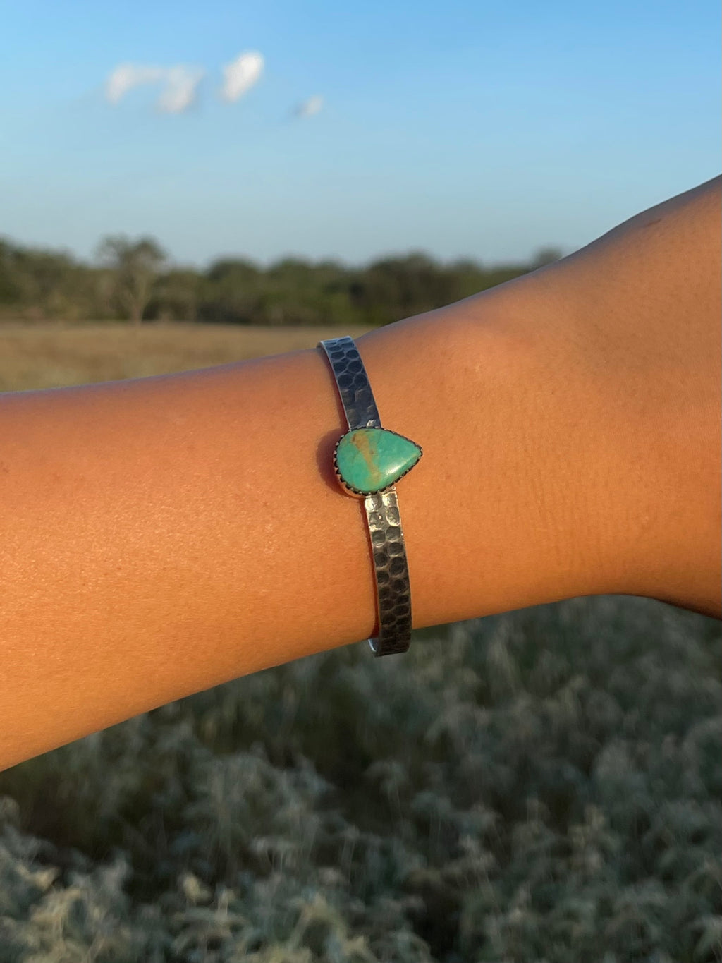 Turquoise Teardrop Cuff Bracelet | 925 Sterling Silver G742