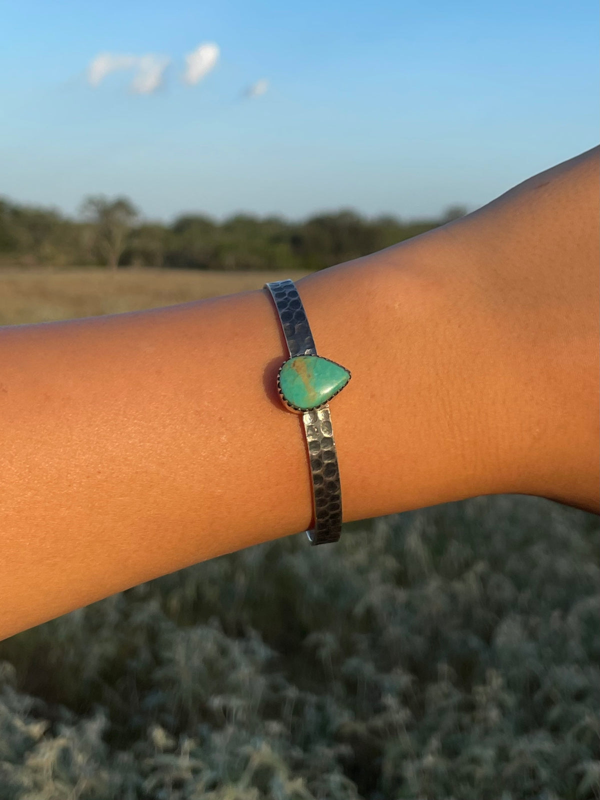Turquoise Teardrop Cuff Bracelet | 925 Sterling Silver G742