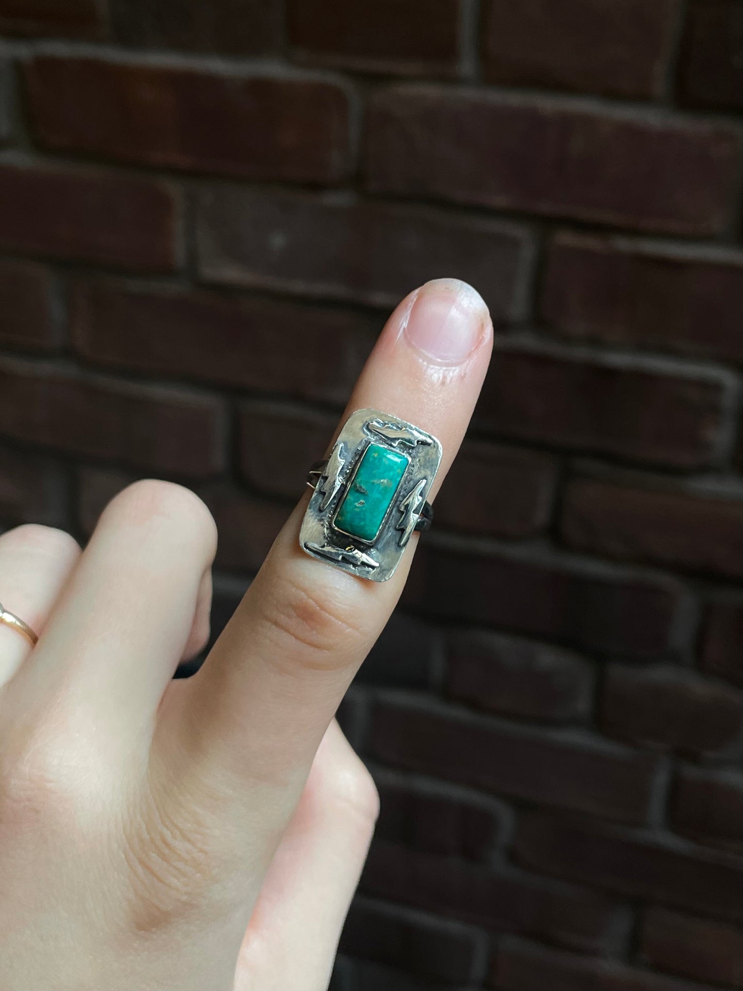 Turquoise Lightning Bolt Ring Size 6 | 925 Sterling Silver C918