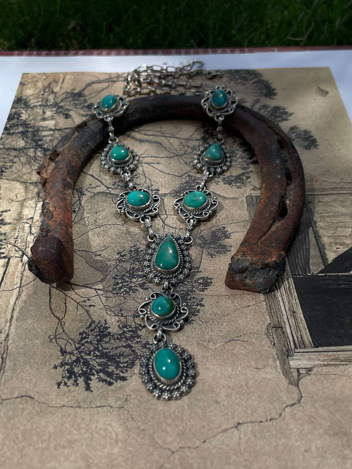 Turquoise Lariat Necklace | 925 Sterling Silver D258