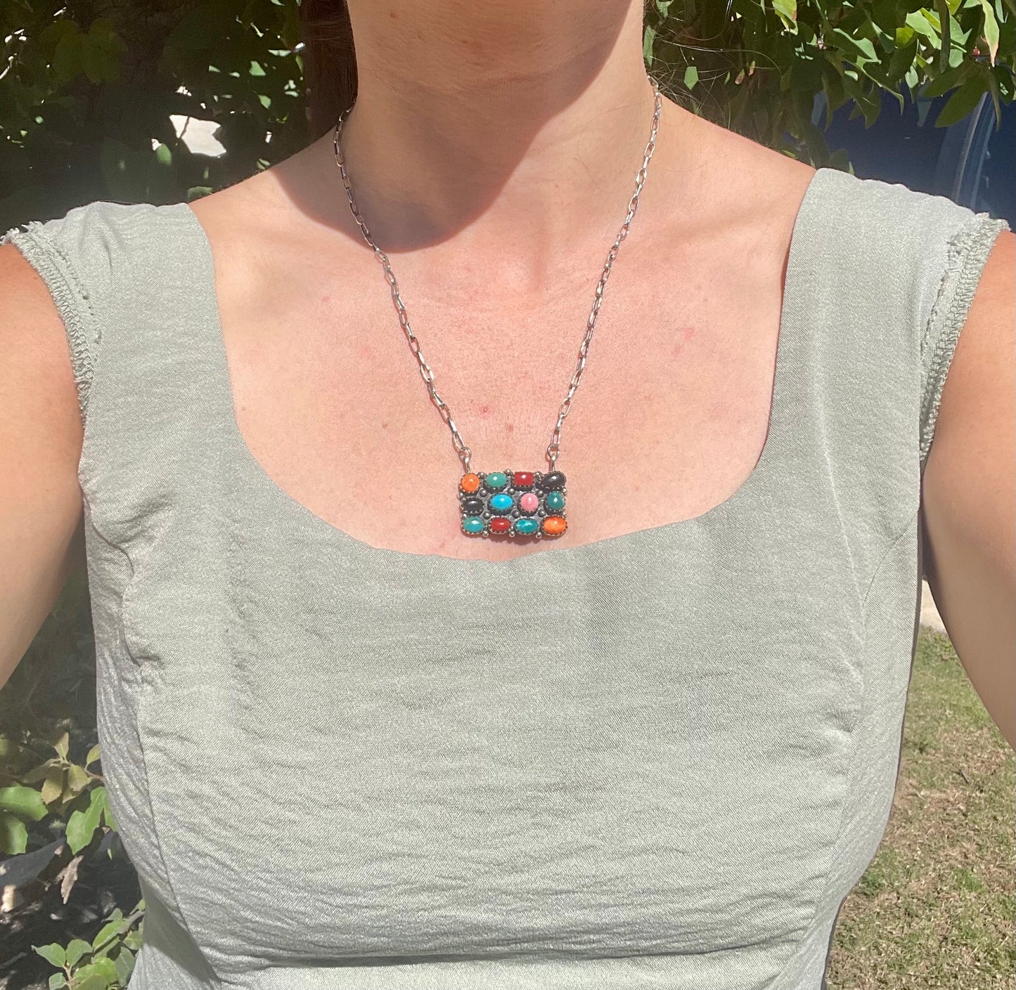 Multi Stone Necklace | 925 Sterling Silver D131