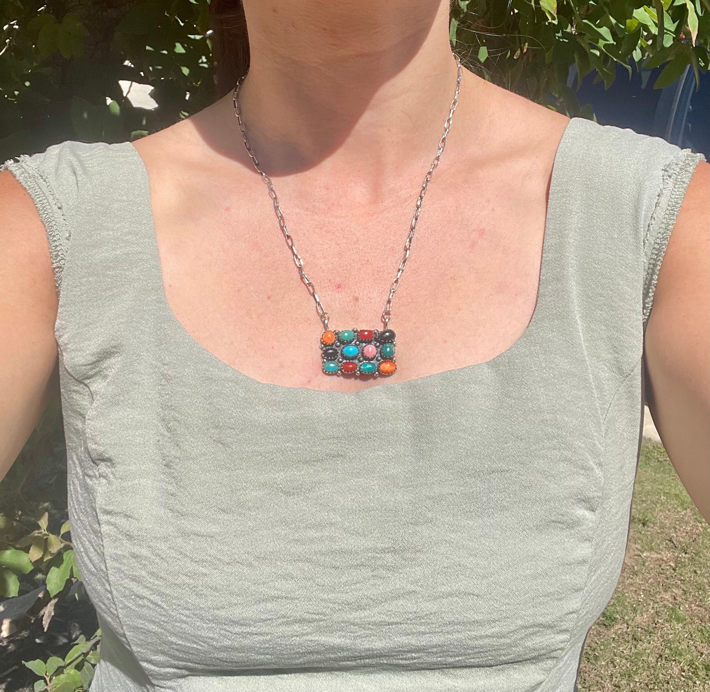 Multi Stone Necklace | 925 Sterling Silver D131