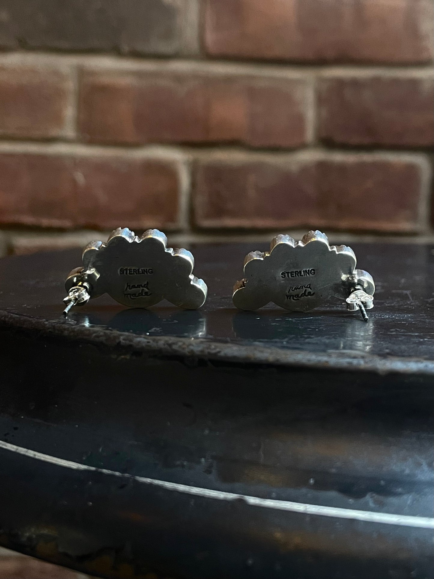 Black Onyx Spiny Oyster Cluster Stud Earrings | Sterling Silver E647