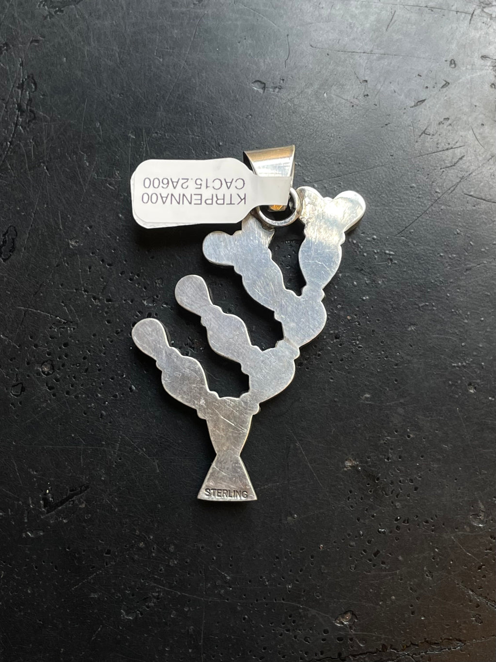 Kingman Turquoise Cactus Pendant | Sterling Silver | A600