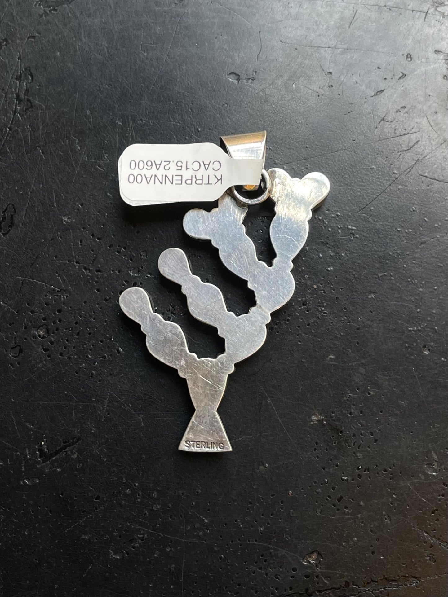Kingman Turquoise Cactus Pendant | Sterling Silver | A600