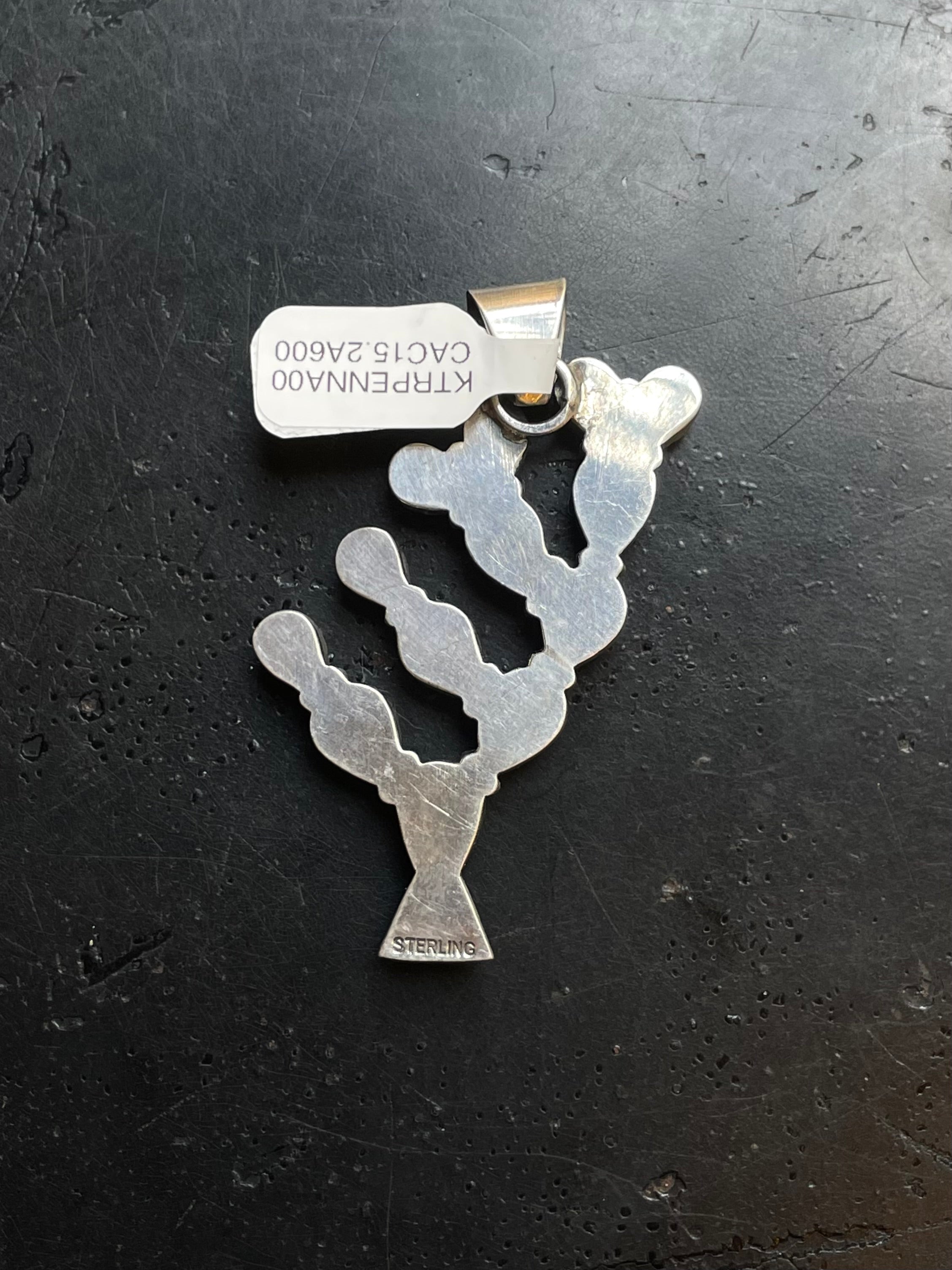 Kingman Turquoise Cactus Pendant | Sterling Silver | A600