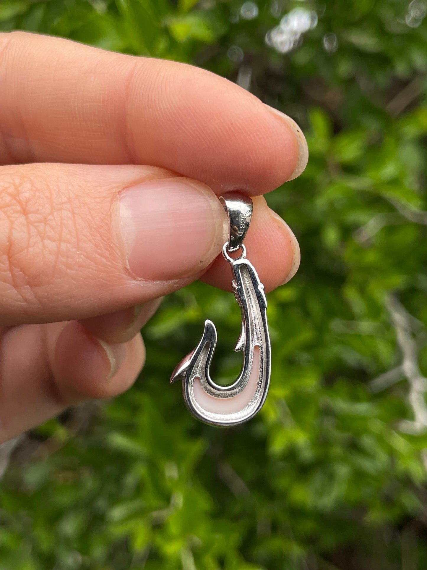 Pink Conch Fish Hook Pendant | 925 Sterling Silver B616