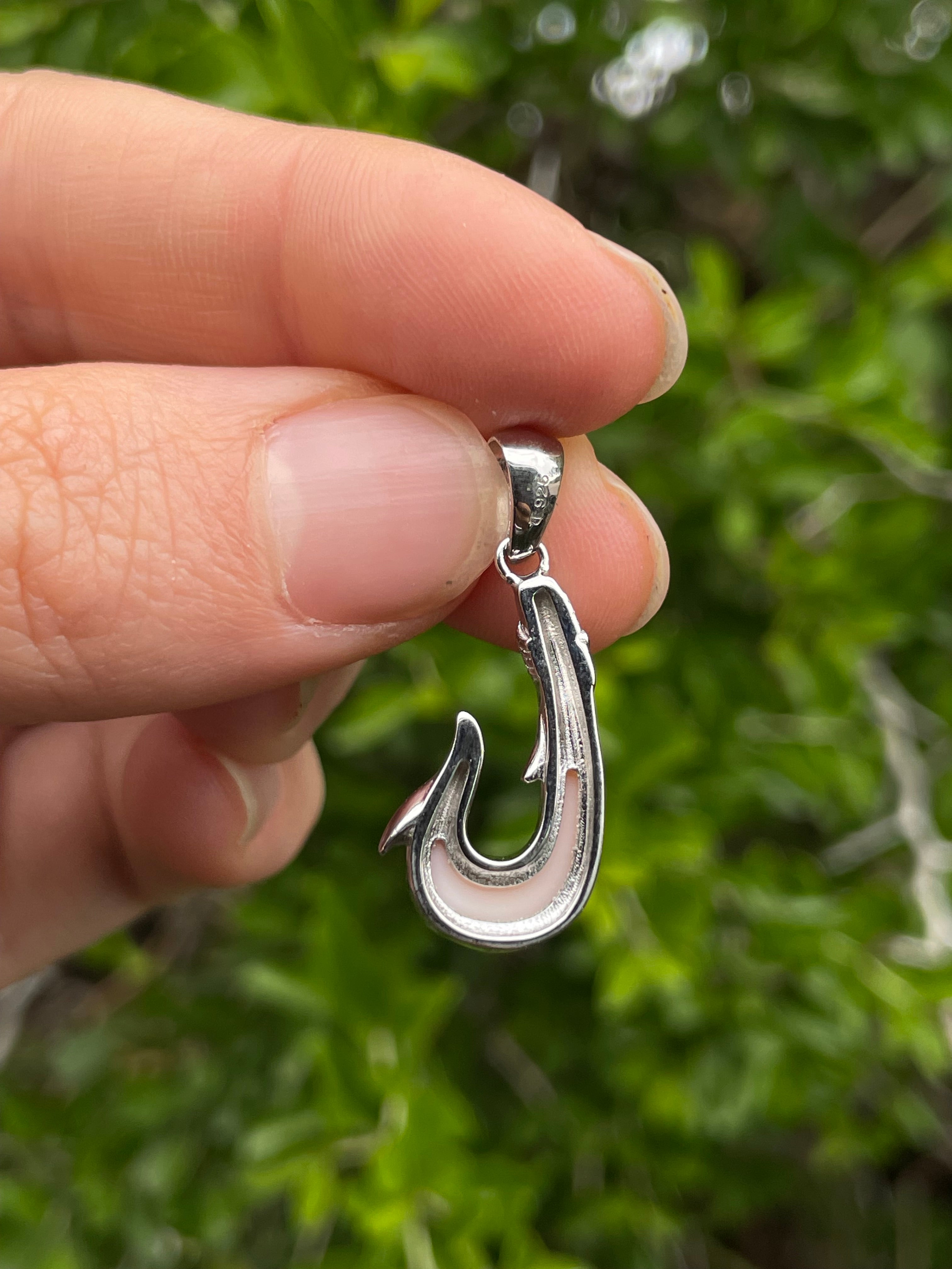 Pink Conch Fish Hook Pendant | 925 Sterling Silver B616