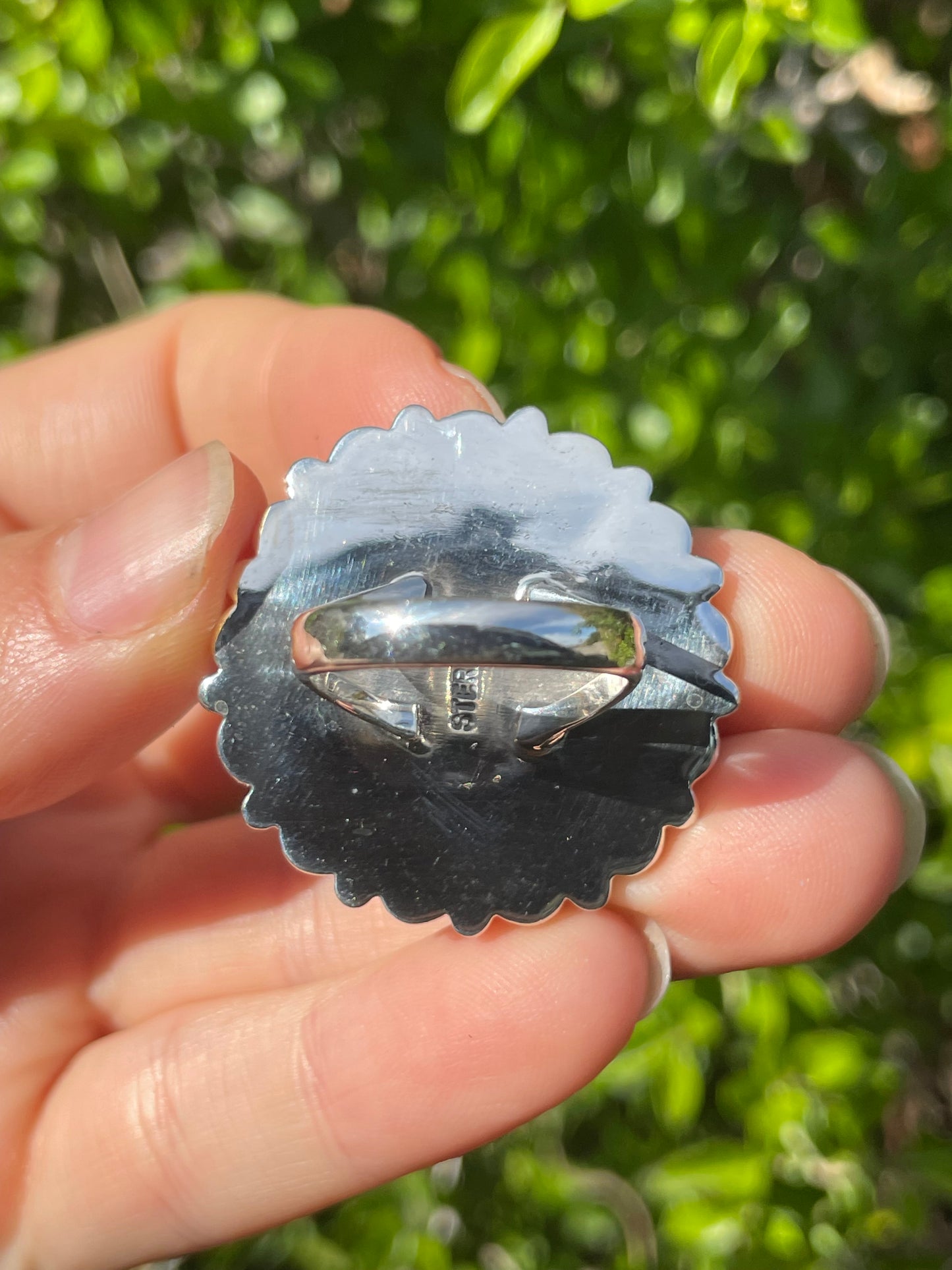 Turquoise & Coral Flower Ring Size 7 | 925 Sterling Silver B566