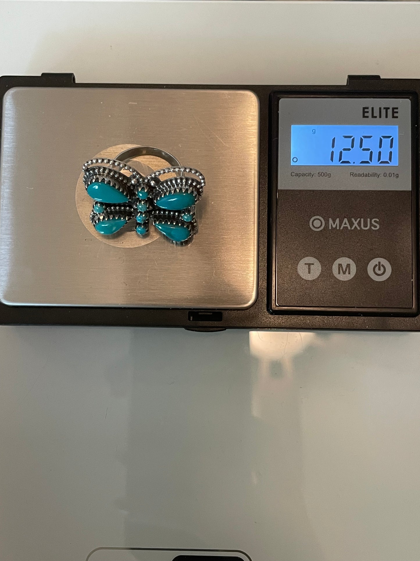 Turquoise Butterfly Ring Size 9 | Sterling Silver E952