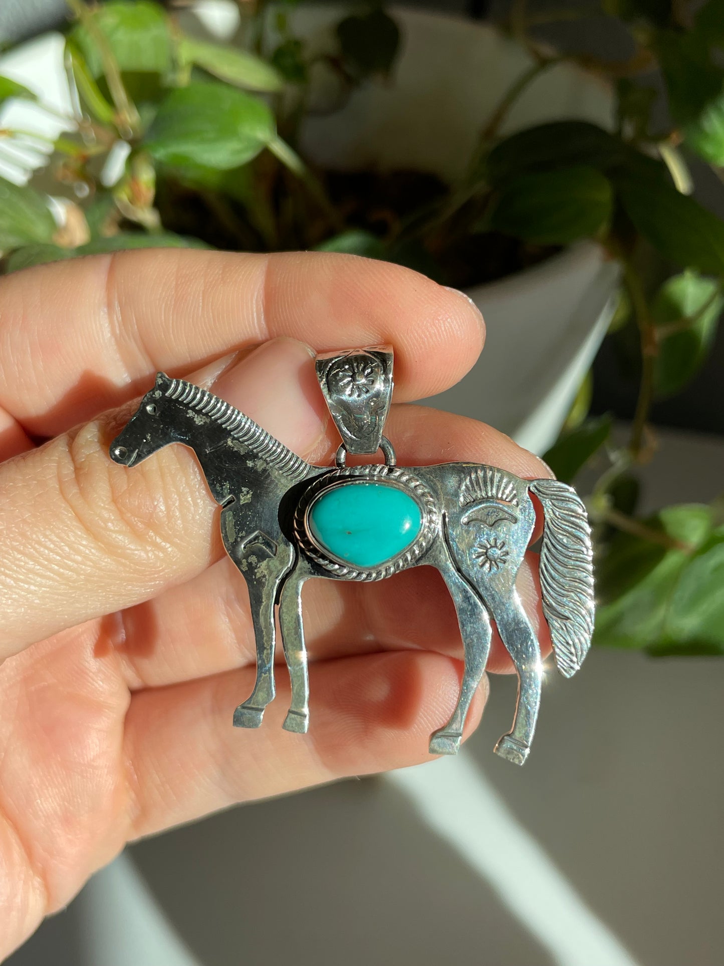 Turquoise Horse Pendant | Sterling Silver 925 B791
