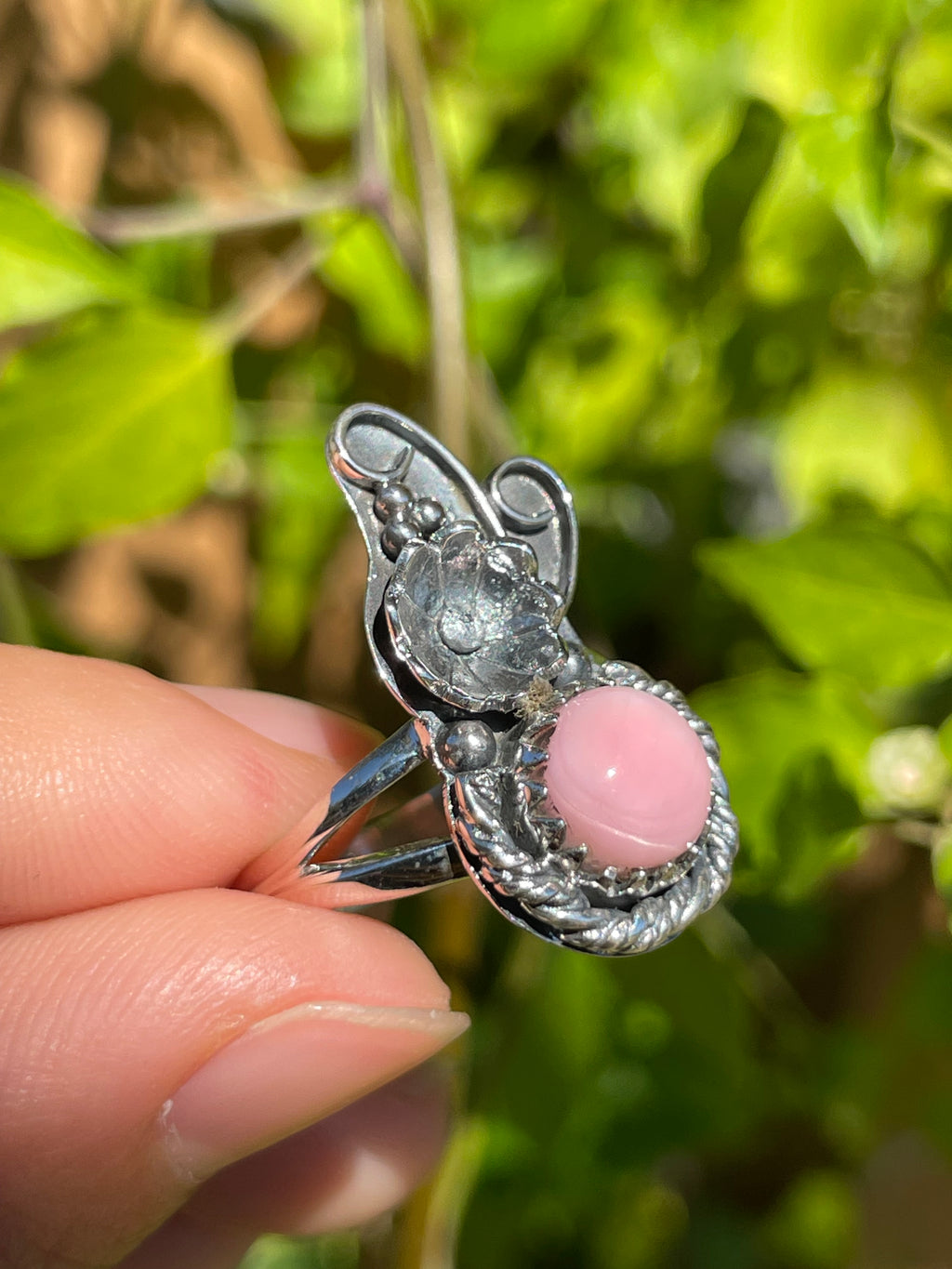 Pink Conch Leaf Ring | 925 Sterling Silver | Size 7.5 B291