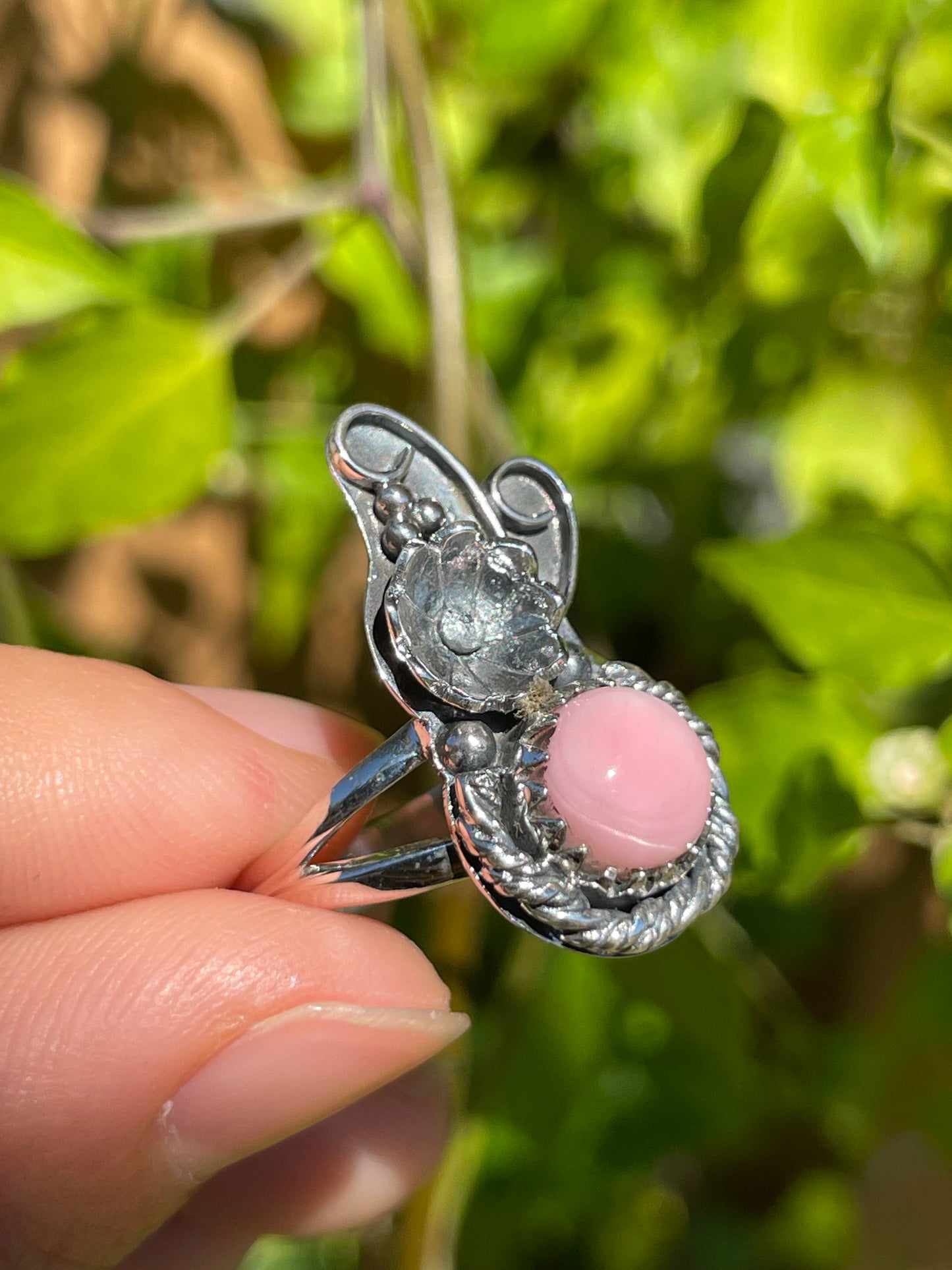 Pink Conch Leaf Ring | 925 Sterling Silver | Size 7.5 B291
