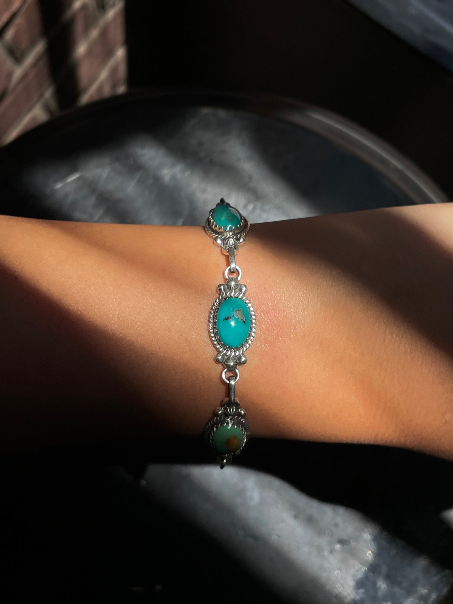 Kingman Turquoise Link Bracelet | Sterling Silver G430