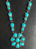 Kingman Turquoise Flower Necklace | 925 Sterling Silver E610